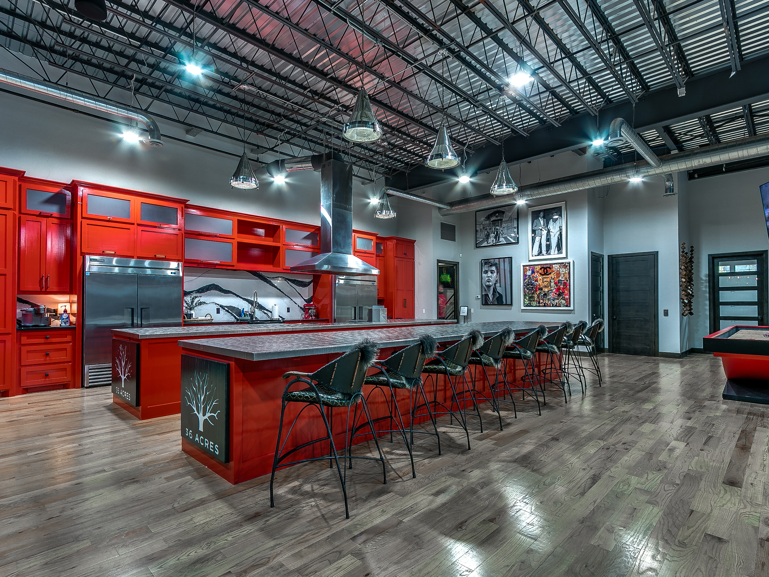 36 Acres branded bar and kitchen inside The Barn